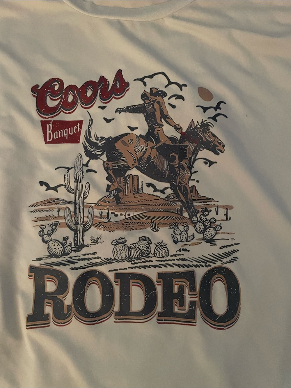 Coors Banquet Rodeo Graphic Tee - White with Brown & Black Print
